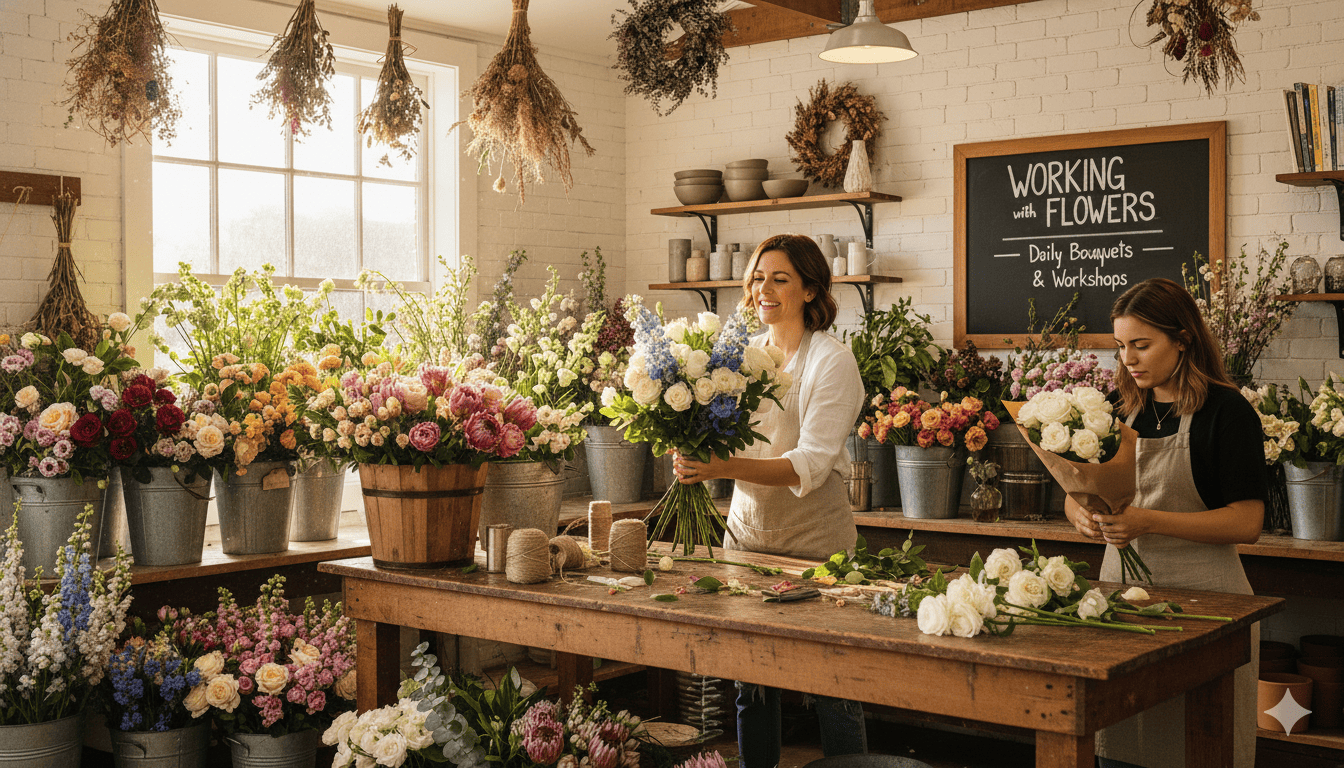 Oprichter van Thakophox aan het werk met bloemen